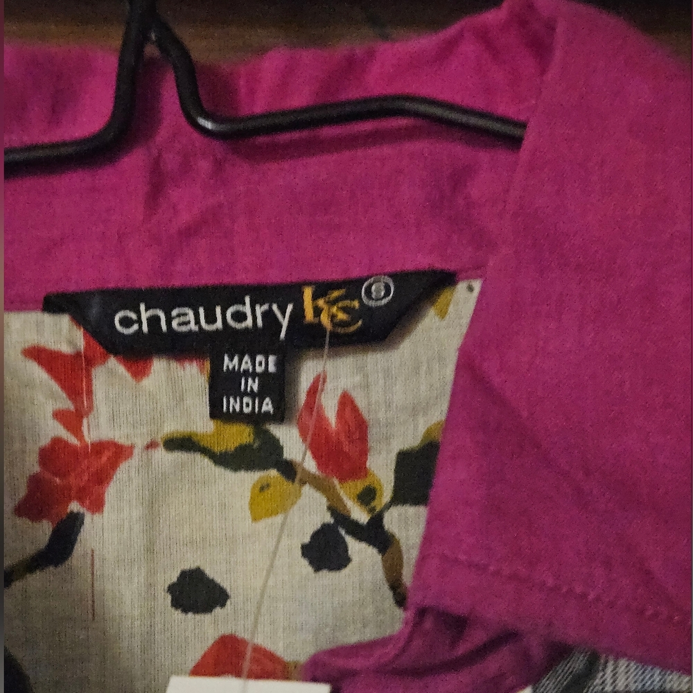 Chaudry Patch Work Button Down Blouse NWT - image 3